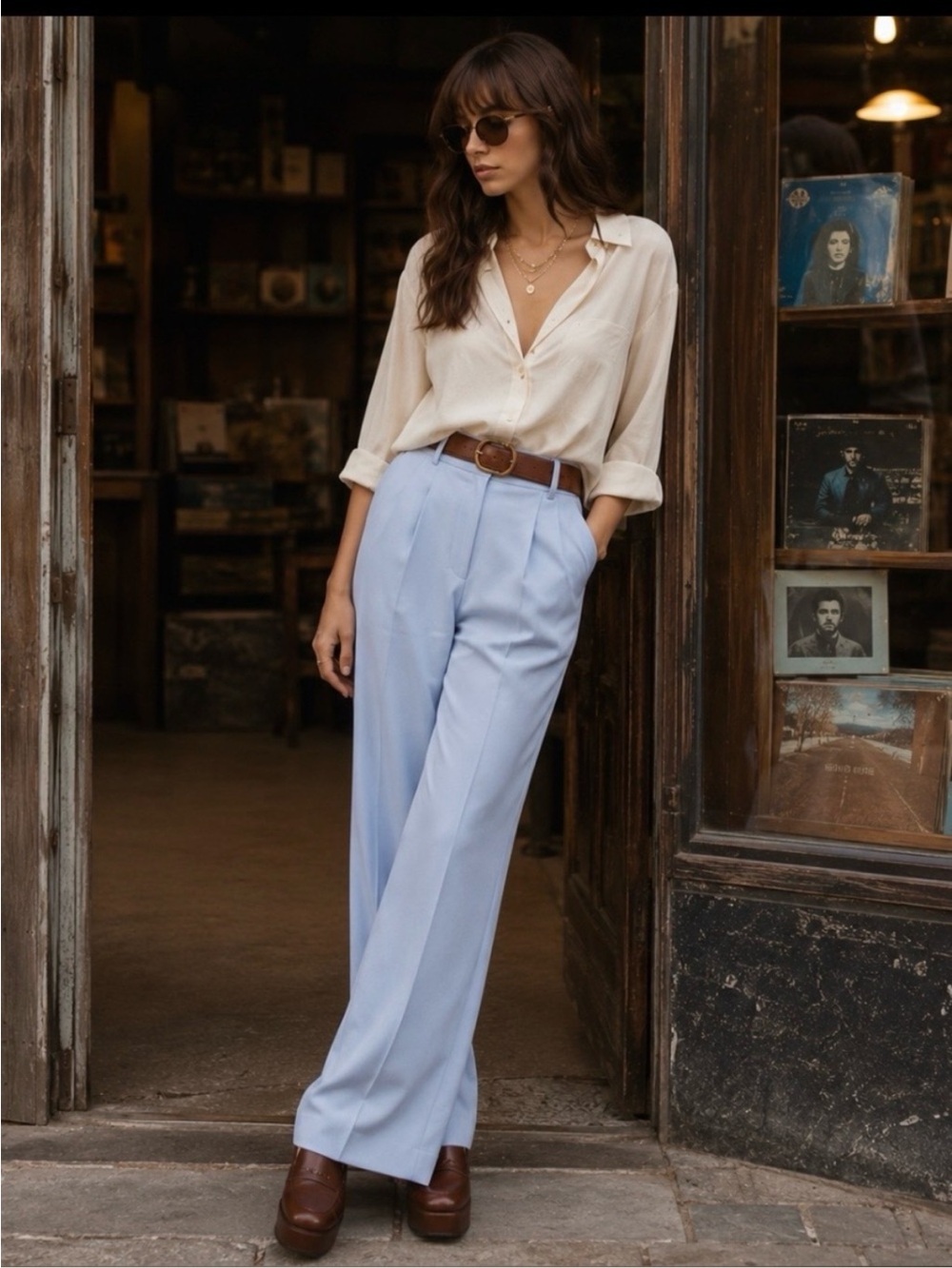 Favorite Daughter The Favorite Pleat Pants Sky Blue 6